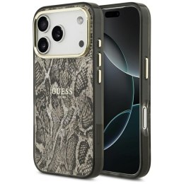Etui Guess Python Pattern MagSafe do iPhone 17 Pro Max brązowy