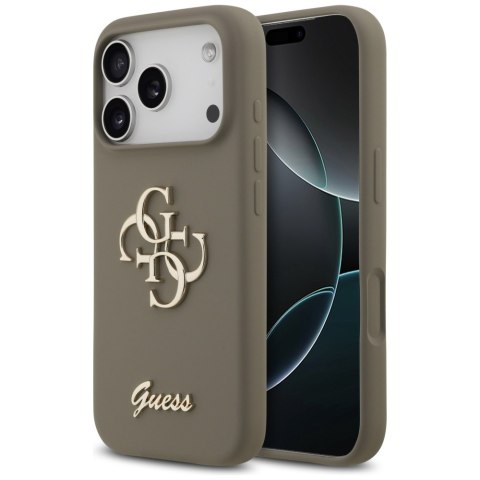 Etui Guess Silicone Big 4G Script do iPhone 17 Pro brązowy