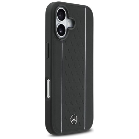 Etui Mercedes Leather Star Pattern Stripes MagSafe do iPhone 17 czarny