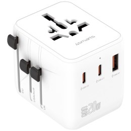 Adapter podróżny 4smarts Nomad GaN 20W 2C+1A biały