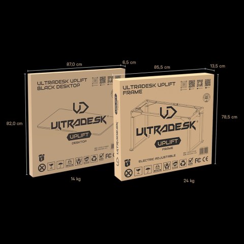 Biurko, elektycznie regulowany, 160X75 cm, 72-118 cm, UPLIFT, z podkładką pod mysz XXL, ULTRADESK