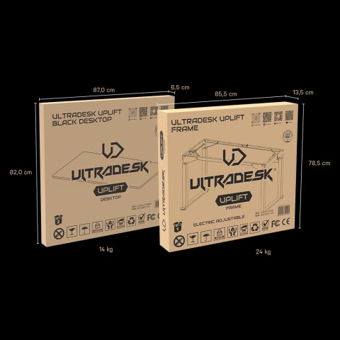 Biurko, elektycznie regulowany, 160x75 cm, 72-118 cm, UPLIFT, z podkładką pod mysz XXL, ULTRADESK