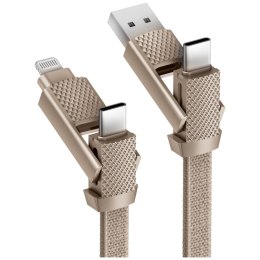 Kabel Bazic GoCharge Alucable 4w1 (USB-A/USB-C - USB-C/Lightning) 15cm 60W 3A PD Fast Charge złoty
