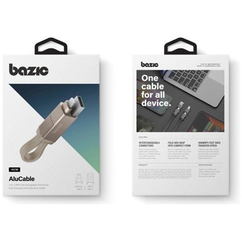 Kabel Bazic GoCharge Alucable 4w1 (USB-A/USB-C - USB-C/Lightning) 15cm 60W 3A PD Fast Charge złoty