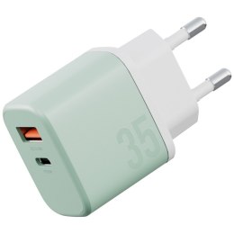 Ładowarka sieciowa Bazic GoPort Velox Kit USB-C/USB-A GaN 35W z kablem zielony