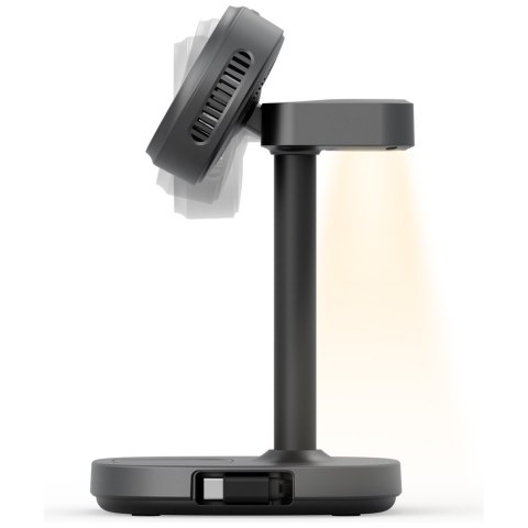 Stacja ładująca Energea MagArctic Stand 4w1 Qi2 z chłodzeniem i kablem grafitowy