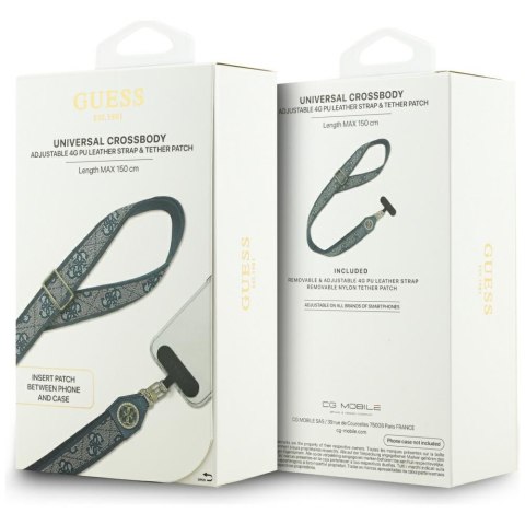 Uniwersalna smycz Guess Universal CBDY 4G Tether Patch Strass Metal Logo niebieski