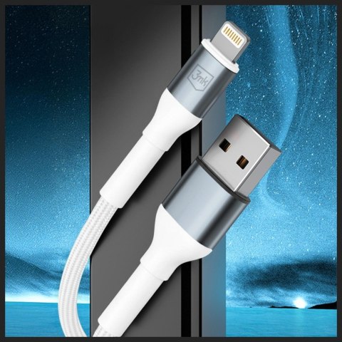 Kabel 3MK Hyper Cable N-SERIES USB-A do Lightning 2m 5V/2.4A 12W biały