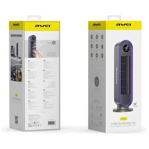 Wiatrak kolumnowy AWEI F52 3600mAh szary