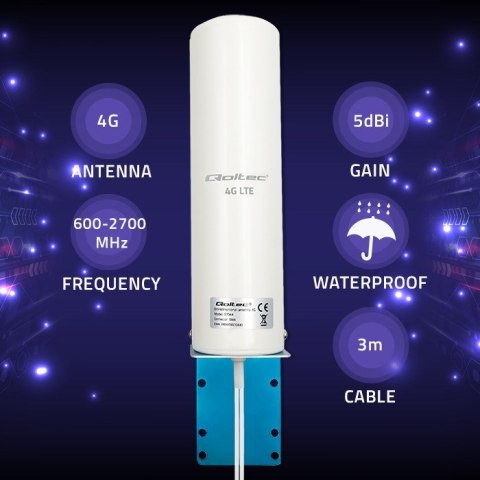 QOLTEC ANTENA 4G LTE DUAL | 5DBI | DOOKÓLNA | ZEWNĘTRZNA