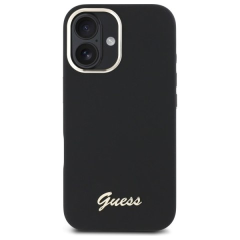 Guess GUHCP16SSMBSLK iPhone 16 6.1" czarny/black hardcase Silicone Script Metal Logo & Frame