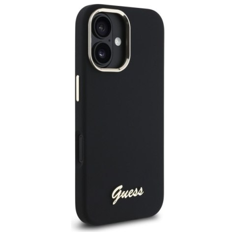 Guess GUHCP16SSMBSLK iPhone 16 6.1" czarny/black hardcase Silicone Script Metal Logo & Frame