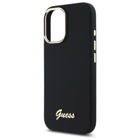 Guess GUHCP16SSMBSLK iPhone 16 6.1" czarny/black hardcase Silicone Script Metal Logo & Frame