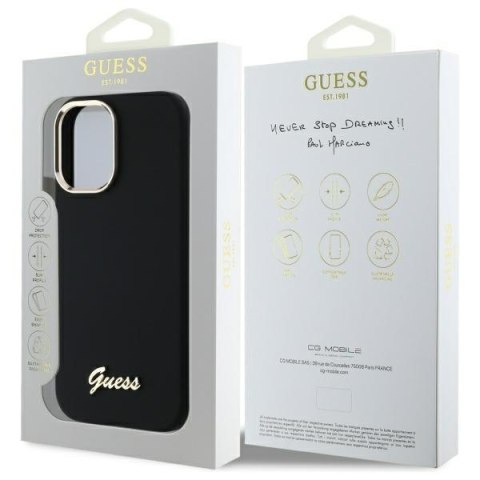 Guess GUHCP16SSMBSLK iPhone 16 6.1" czarny/black hardcase Silicone Script Metal Logo & Frame