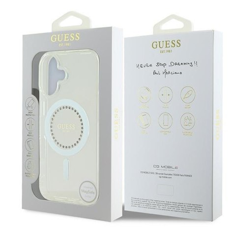 Guess GUHMP16MPFTDTEH iPhone 16 Plus 6.7" biały/white hardcase IML Rhinestones MagSafe