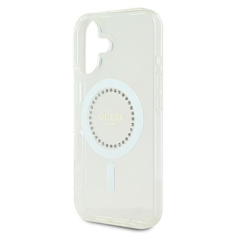 Guess GUHMP16SPFTDTEH iPhone 16 6.1" biały/white hardcase IML Rhinestones MagSafe
