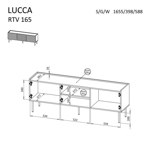 Szafka RTV 3D LUCCA 165x40x59 czarny
