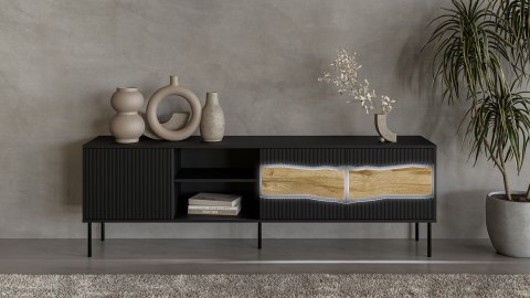 Szafka RTV INSERTO 3D1W 190x40x61,5 czarny + LED