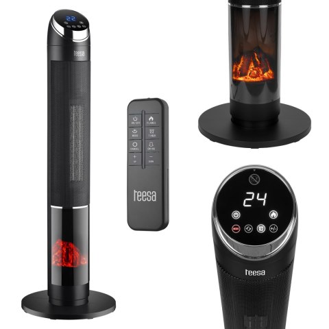 Termowentylator kolumnowy PTC Teesa z funkcją imitacji kominka