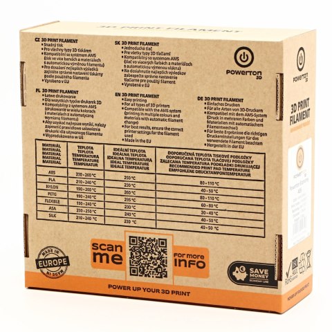 Powerton 3D filament, Economy Line, ABS Smart, 1,75mm, 1000g, 0007, velvet black