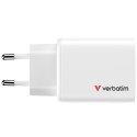 Verbatim Essentials, Ładowarka sieciowa GaN USB-A QC 3.0, 2 USB-C PD 3.0, biała, 65W, wtyczki EU/UK/US/AUS