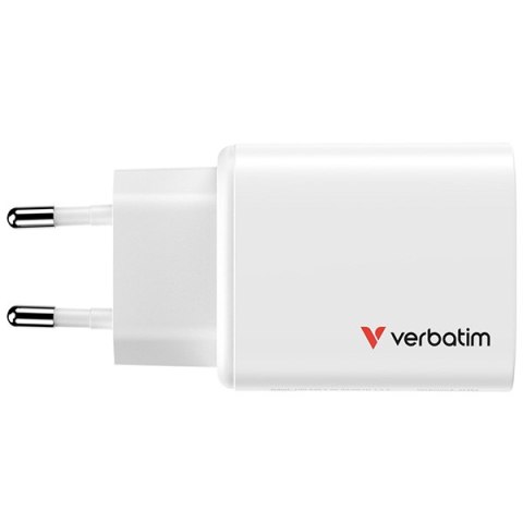 Verbatim Essentials, Ładowarka sieciowa GaN USB-A QC 3.0, 2 USB-C PD 3.0, biała, 65W, wtyczki EU/UK/US/AUS