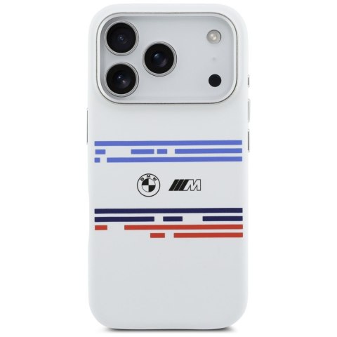 Etui BMW M Silicon Horizontal Line MagSafe do iPhone 17 Pro biały