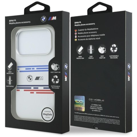 Etui BMW M Silicon Horizontal Line MagSafe do iPhone 17 Pro biały