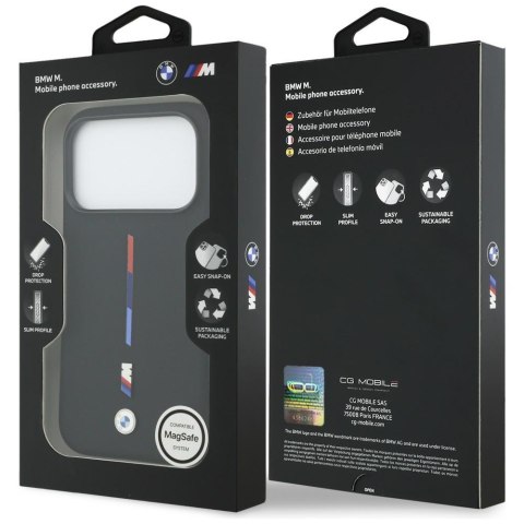 Etui BMW M Silicon Tricolor Line MagSafe do iPhone 17 Pro czarny