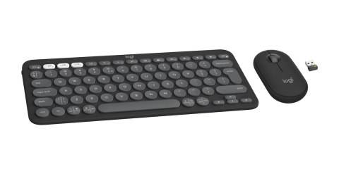 Logitech 920-012239 klawiatura Dołączona myszka Uniwersalne RF Wireless + Bluetooth QWERTY Amerykański międzynarodowy Grafitowy