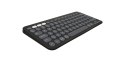 Logitech 920-012239 klawiatura Dołączona myszka Uniwersalne RF Wireless + Bluetooth QWERTY Amerykański międzynarodowy Grafitowy