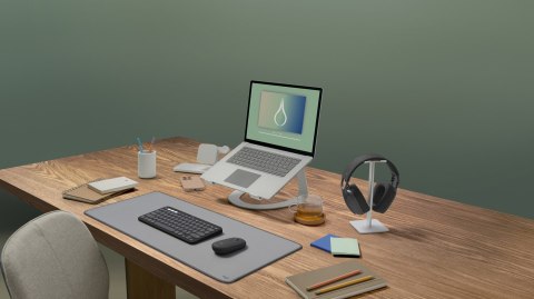 Logitech 920-012239 klawiatura Dołączona myszka Uniwersalne RF Wireless + Bluetooth QWERTY Amerykański międzynarodowy Grafitowy