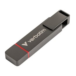 Verbatim USB flash disk, USB C a USB 3.2 Gen 1, 128GB, Dual QuickStick, szary, 32040, USB C, z oczkiem na brelok