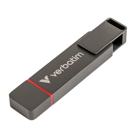 Verbatim USB flash disk, USB C a USB 3.2 Gen 1, 128GB, Dual QuickStick, szary, 32040, USB C, z oczkiem na brelok