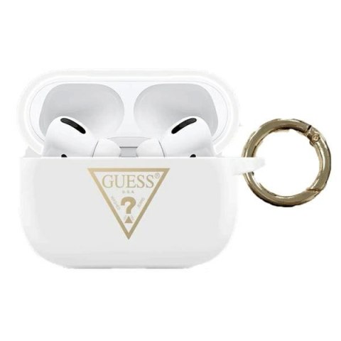 Guess GUACAPLSTLWH AirPods Pro cover biały/white Silicone Triangle Logo
