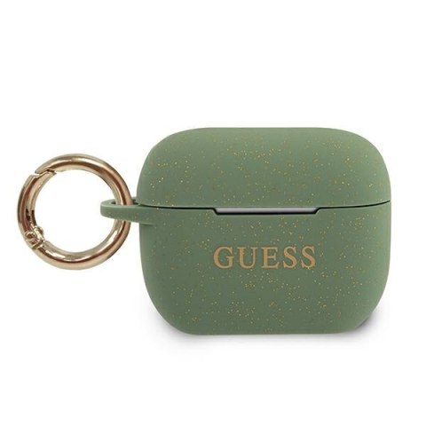 Guess GUACAPSILGLKA AirPods Pro cover khaki Silicone Glitter