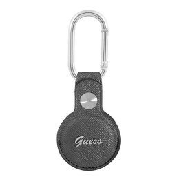 Guess GUATPSASRSG AirTag case szary/grey Saffiano Vintage Script