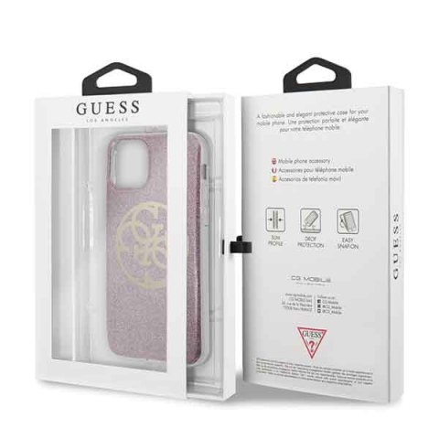 Guess GUHCN58PCUGLPI iPhone 11 Pro różowy/pink hard case 4G Circle Glitter