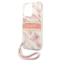 Guess GUHCP13LKMABPI iPhone 13 Pro / 13 6,1" różowy/pink hardcase Marble Strap Collection
