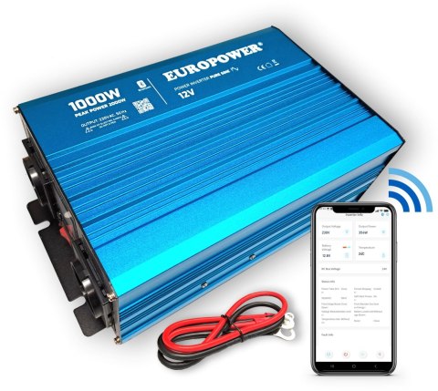 PRZETWORNICA NAPIĘCIA INWERTER EUROPOWER 12V DC / 230V AC 1000W / 2000W CZYSTY SINUS BLUETOOTH