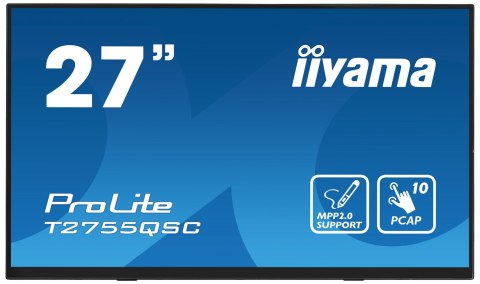 Monitor IIYAMA T2755QSC-B1 27inch LCD Dotykowy Pojemnościowy Bezramkowy Ekran dotykowy 2560x1440 panel IPS