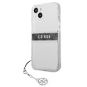 Guess GUHCP13SKB4GGR iPhone 13 mini 5,4" Transparent hardcase 4G Grey Strap Charm