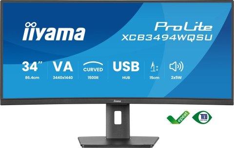 Monitor iiyama XCB3494WQSU-B1 34" - Płaski ekran - 86,4 cm