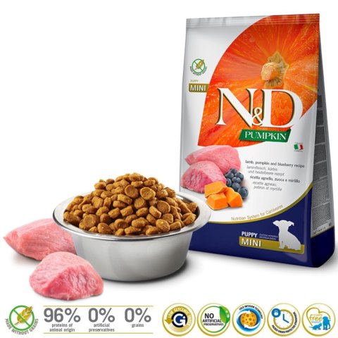FARMINA N&D Pumpkin Lamb & Blueberry Puppy Mini - sucha karma dla szczeniąt - 7 kg