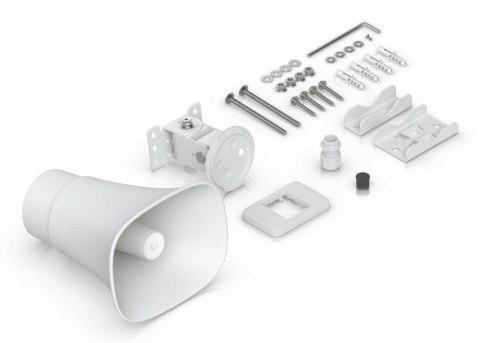 Zewnętrzny klakson Ubiquiti PoE 120 dB przeznaczony do pracy w każdych warunkach atmosferycznych