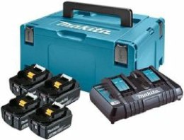Zestaw Powerpack Makita 18V, 4 akumulatory BL1860B, ładowarka DC18RD, walizka MAKPAC