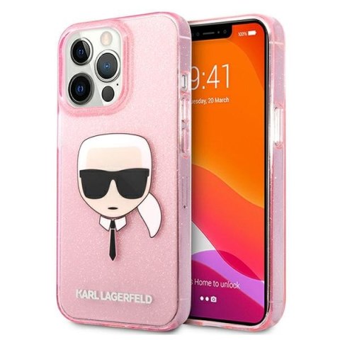 Karl Lagerfeld KLHCP13LKHTUGLP iPhone 13 Pro / 13 6,1" różowy/pink hardcase Glitter Karl`s Head