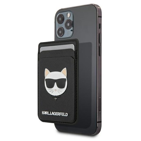 Karl Lagerfeld KLWMSCHSFBK Wallet Card Slot Saffiano Choupette Head MagSafe czarny/black