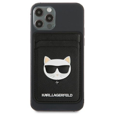 Karl Lagerfeld KLWMSCHSFBK Wallet Card Slot Saffiano Choupette Head MagSafe czarny/black