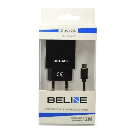 Ładowarka siec. Beline 2xUSB + microUSB 2A czarna/black